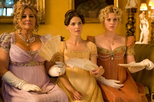 (Jennifer Coolidge as Miss Elizabeth Charming, Keri Russell as Jane Hayes and Georgia King as Lady Amelia Heartwright Photo by Giles Keyte, Courtesy of Sony Pictures Classics Jennifer Coolidge as Miss Elizabeth Charming, Keri Russell as Jane Hayes and Georgia King as Lady Amelia Heartwright Photo by Giles Keyte, Courtesy of Sony Pictures Classics