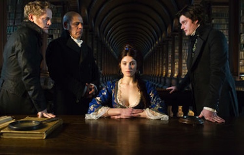 Gemma Arterton as Clara, Sam Riley as Darvell, Uri Gavriel as Savella and Thure Lindhardt as Werner in Byzantium.2013 Patrick Redmond / IFC Films. Gemma Arterton as Clara, Sam Riley as Darvell, Uri Gavriel as Savella and Thure Lindhardt as Werner in Byzantium.2013 Patrick Redmond / IFC Films.
