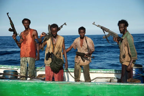 Faysal Ahmed, Barkhad Abdi, Barkhad Abdirahman and Mahat Ali in Captain Phillips. 2013 Jasin Boland / Lionsgate Films.