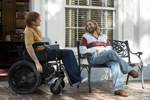 Joaquin Phoenix as John Callahan and Jonah Hill as Donnie in DON'T WORRY, HE WON'T GET FAR ON FOOT. Unit Photographer: Scott Patrick Green © 2018 AMAZON CONTENT SERVICES LLC DWHWGFOF Photo Credit: Scott Patrick Green, Courtesy of Amazon Studios.