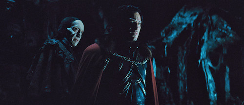 (L to R) The Master Vampire (CHARLES DANCE) offers Vlad (LUKE EVANS) an impossible decision in Dracula Untold, the origin story of the man who became Dracula. Gary Shore directs and Michael De Luca produces the epic action-adventure.Photo Credit: Universal Pictures Copyright: 2014 Universal Studios. ALL RIGHTS RESERVED.