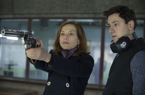Isabelle Huppert and Arthur Mazet in Elle, photo courtesy Sony Pictures Classics. Isabelle Huppert and Arthur Mazet in Elle, photo courtesy Sony Pictures Classics.