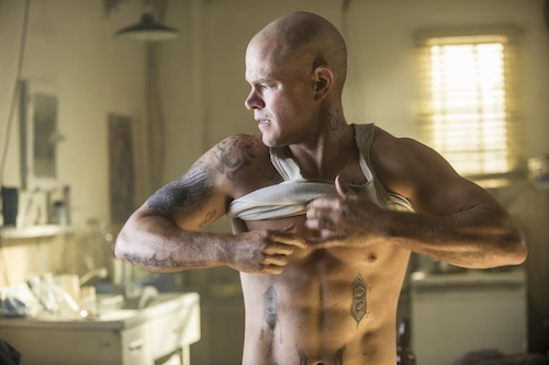 Matt Damon (right) stars in Columbia Pictures' ELYSIUM. PHOTO BY: Kimberley French COPYRIGHT: 2012 Columbia TriStar Marketing Group, Inc. All rights reserved. Matt Damon (right) stars in Columbia Pictures' ELYSIUM. Elysium. PHOTO BY: Kimberley French COPYRIGHT: 2012 Columbia TriStar Marketing Group, Inc. All rights reserved.
