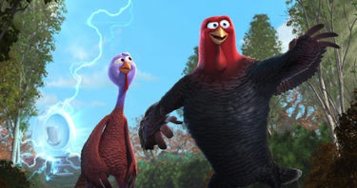 Reggie voiced by Owen Wilson and Jake voiced by Woody Harrelson in Free Birds. 2013 Relativity Media. Reggie voiced by Owen Wilson and Jake voiced by Woody Harrelson in Free Birds. 2013 Relativity Media.