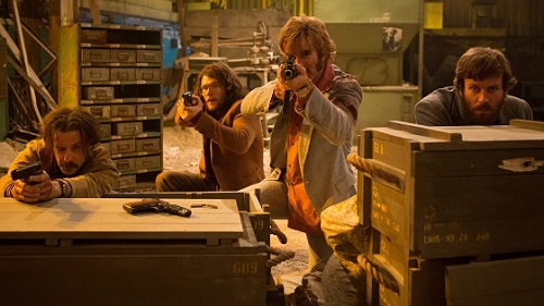 Noah Taylor, Jack Reynor, Sharlto Copley and Armie Hammer in Free Fire, photo by Kerry Brown courtesy of A24. Noah Taylor, Jack Reynor, Sharlto Copley and Armie Hammer in Free Fire, photo by Kerry Brown courtesy of A24.