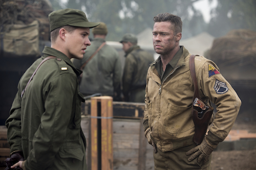 Wardaddy (Brad Pitt) gets his new orders from Lieutenant Parker (Xavier Samuel) in Columbia Pictures' FURY. Photo Credit: Giles Keyte. 2014 CTMG, Inc. All Rights Reserved. ALL IMAGES ARE PROPERTY OF SONY PICTURES ENTERTAINMENT INC. FOR PROMOTIONAL USE ONLY.