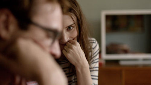 Joaquin Phoenix as Theodore and Rooney Mara as Catherine in Her. 2014 Warner Bros. Pictures.