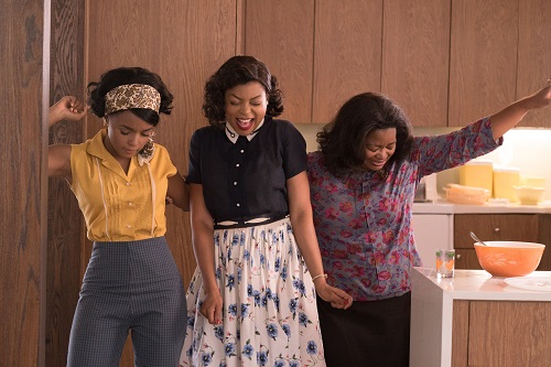 Mary Jackson (Janelle Monae, left), Katherine Johnson (Taraji P. Henson) and Dorothy Vaughan (Octavia Spencer) celebrate their stunning achievements in one of the greatest operations in history. Photo Credit: Hopper Stone, 2016 Twentieth Century Fox Film Corporation. All Rights Reserved.