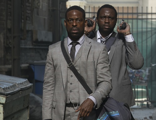 Sterling K. Brown and Brian Tyree Henry in HOTEL ARTEMIS. Photo courtesy WME Global/Global Road Entertainment. Sterling K. Brown and Brian Tyree Henry in HOTEL ARTEMIS. Photo courtesy WME Global/Global Road Entertainment.