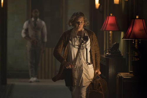 Sterling K. Brown and Jodie Foster in HOTEL ARTEMIS. Photo credit: Matt Kennedy / Distributor: Global Road Entertainment. Sterling K. Brown and Jodie Foster in HOTEL ARTEMIS. Photo credit: Matt Kennedy / Distributor: Global Road Entertainment.