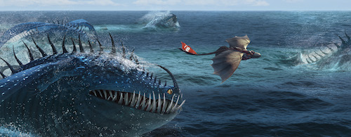Hiccup (Jay Baruchel) and Toothless evade a fearsome creature. How to Train Your Dragon 2 2014 DreamWorks Animation LLC. All Rights Reserved. Hiccup (Jay Baruchel) and Toothless evade a fearsome creature. How to Train Your Dragon 2 2014 DreamWorks Animation LLC. All Rights Reserved.