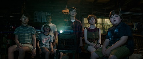 (l-r) WYATT OLEFF as Stanley Uris, FINN WOLFHARD as Richie Tozier, CHOSEN JACOBS as Mike Hanlon, JAEDEN LIEBERHER as Bill Denbrough, SOPHIA LILLIS as Beverly Marsh and JEREMY RAY TAYLOR as Ben Hanscom in New Line Cinema's horror thriller IT, a Warner Bros. Pictures release. Photo courtesy Warner Bros. Pictures, © 2017 WARNER BROS. ENTERTAINMENT INC. AND RATPAC-DUNE ENTERTAINMENT LLC.  ALL RIGHTS RESERVED.