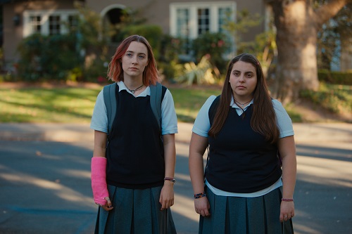 Saoirse Ronan and Beanie Feldstein in Lady Bird, photo by Merie Wallace, courtesy A24. Saoirse Ronan and Beanie Feldstein in Lady Bird, photo by Merie Wallace, courtesy A24.
