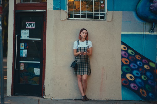 Saoirse Ronan in Lady Bird, photo by Merie Wallace, courtesy A24. Saoirse Ronan in Lady Bird, photo by Merie Wallace, courtesy A24.