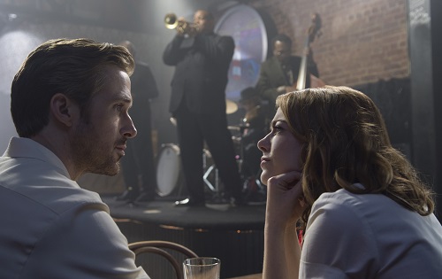 Sebastian (Ryan Gosling) and Mia (Emma Stone) in LA LA LAND, Photo by Dale Robinette courtesy Lionsgate, 2016 All rights reserved. Sebastian (Ryan Gosling) and Mia (Emma Stone) in LA LA LAND, Photo by Dale Robinette courtesy Lionsgate, 2016 All rights reserved.
