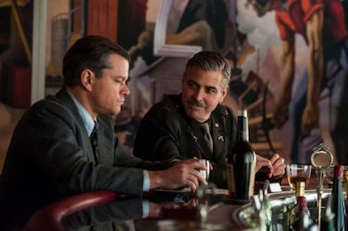 Matt Damon and George Clooney in The Monuments Men. 2013 Claudette Barius / Lionsgate Films.