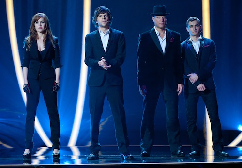 (L-R) ISLA FISHER, JESSE EISENBERG, WOODY HARRELSON and DAVE FRANCO star in NOW YOU SEE ME. Ph: Barry Wetcher 2013 Summit Entertainment, LLC. All rights reserved. (L-R) ISLA FISHER, JESSE EISENBERG, WOODY HARRELSON and DAVE FRANCO star in NOW YOU SEE ME. Ph: Barry Wetcher 2013 Summit Entertainment, LLC. All rights reserved.