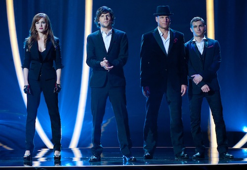 (L-R) ISLA FISHER, JESSE EISENBERG, WOODY HARRELSON and DAVE FRANCO star in NOW YOU SEE ME. Ph: Barry Wetcher 2013 Summit Entertainment, LLC. All rights reserved.