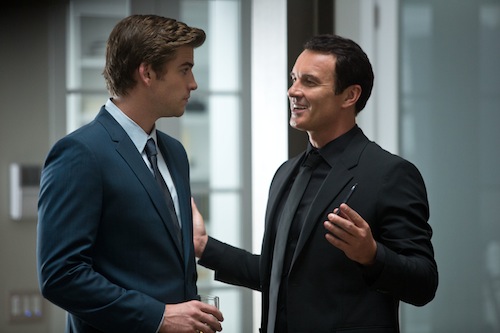 Liam Hemsworth and Julian McMahon star in Relativity Media's Paranoia. Photo Credit: Peter Iovino. Â© 2013 Paranoia Productions, LLC. All Rights Reserved.