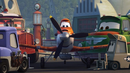 Dottie voiced by Teri Hatcher, Dusty voiced by Dane Cook and Chug voiced by Brad Garrett in Planes. 2013 Disney Enterprises. Dottie voiced by Teri Hatcher, Dusty voiced by Dane Cook and Chug voiced by Brad Garrett in Planes. 2013 Disney Enterprises.