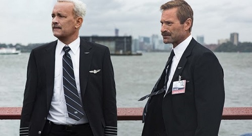 Tom Hanks and Aaron Eckhart in Sully. Photo courtesy Warner Bros.