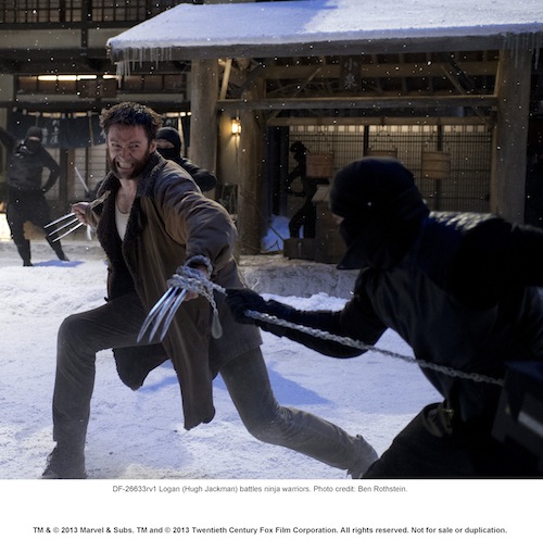 Logan (Hugh Jackman) battles ninja warriors. Photo credit: Ben Rothstein. Logan (Hugh Jackman) battles ninja warriors. Photo credit: Ben Rothstein.