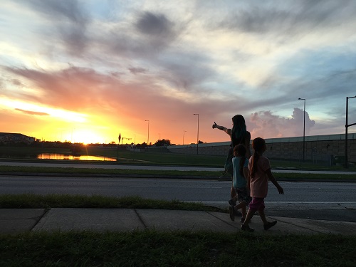 Bria Vinaite, Valeria Cotto, and Brooklynn Prince in The Florida Project. Photo by Marc Schmidt, courtesy of A24. Bria Vinaite, Valeria Cotto, and Brooklynn Prince in The Florida Project. Photo by Marc Schmidt, courtesy of A24.
