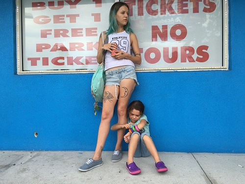Bria Vinaite and Brooklynn Prince in The Florida Project. Photo by Marc Schmidt, courtesy of A24.