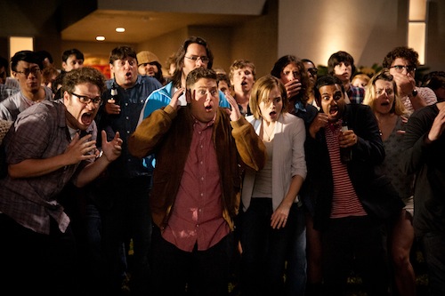 L-r front, Seth Rogen, Jonah Hill, Emma Watson and Aziz Ansari star in Columbia Pictures' L-r front, Seth Rogen, Jonah Hill, Emma Watson and Aziz Ansari star in Columbia Pictures' This Is The End, also starring James Franco, Jay Baruchel, Danny McBride and Criag Robinson. PHOTO BY: Suzanne Hanover COPYRIGHT: 2013 Columbia Pictures Industries, Inc. All Rights Reserved. **ALL IMAGES ARE PROPERTY OF SONY PICTURES ENTERTAINMENT INC. FOR PROMOTIONAL USE ONLY. SALE, DUPLICATION OR TRANSFER OF THIS MATERIAL IS STRICTLY PROHIBITED.