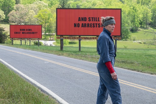 Frances McDormand as Mildred Hayes in THREE BILLBOARDS OUTSIDE EBBING, MISSOURI. Photo by Merrick Morton, courtesy of Fox Searchlight Pictures. Frances McDormand as Mildred Hayes in THREE BILLBOARDS OUTSIDE EBBING, MISSOURI. Photo by Merrick Morton, courtesy of Fox Searchlight Pictures.