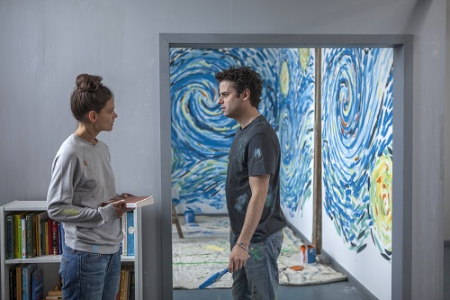 Katie Holmes and Luke Kirby in Paul Dalio's TOUCHED WITH FIRE. Photographer: Joey Kuhn.