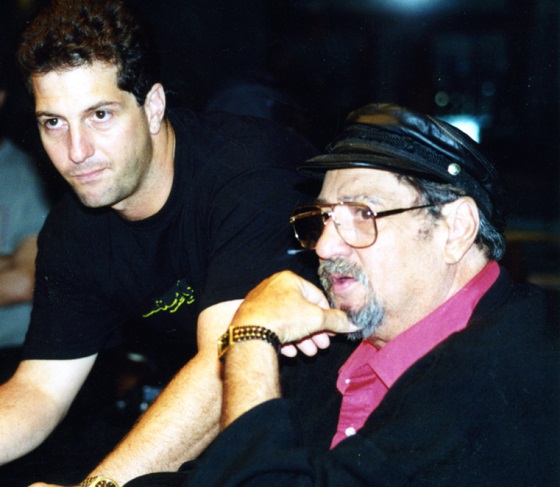 Director Denny Tedesco with his father Tommy Tedesco in THE WRECKING CREW, a Magnolia Pictures release.  Photo courtesy of Magnolia Pictures.