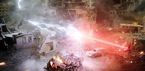 Storm vs. Cyclops in X-Men: Apocalypse. Courtesy of Twentieth Century Fox Film Corporation, All rights reserved.