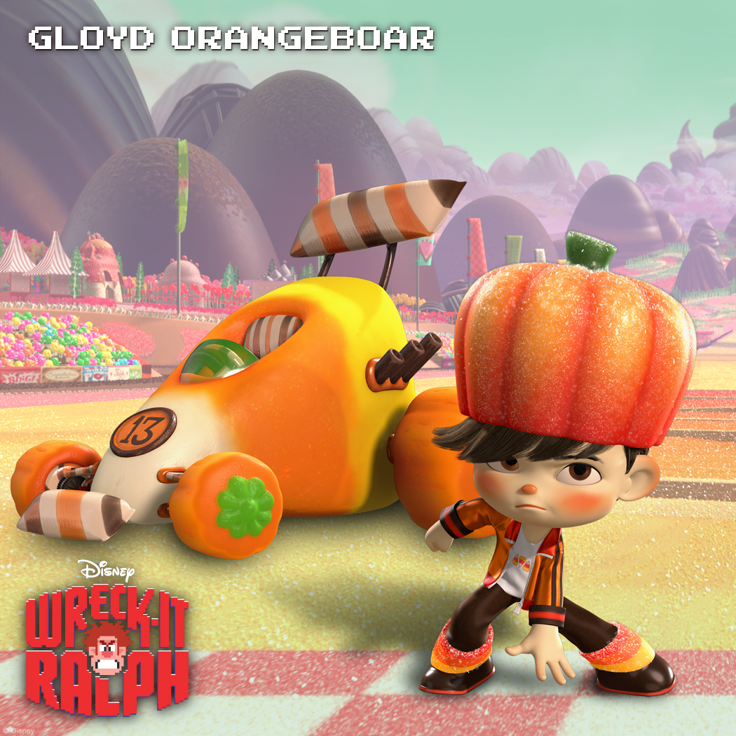 Gloyd Orangeboar: Prankster with a Sweet Tooth Round-faced little hooligan Gloyd Orangeboar loves nothing more than candy, candy, candy! Fortunately for him, Sugar Rush has plenty to choose from and he enjoys it all. For this fast-racing prankster, every day is Halloween.