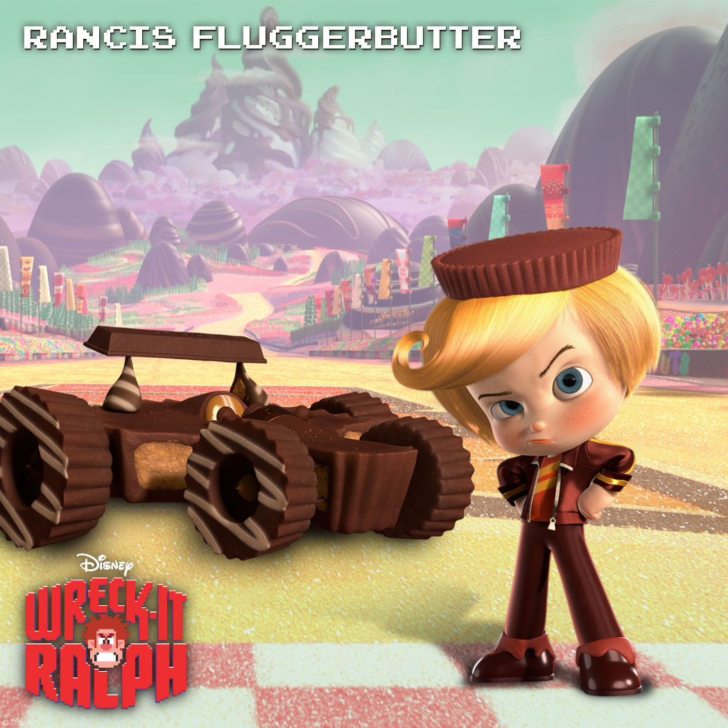 Rancis Fluggerbutter: Love Thy Self This blazer-wearing boy wonder likes looking in the mirror almost as much as he likes racing. Rancis Fluggerbutter may look like a party on the outside, but he's all business on the inside. He has bright eyes and even brighter ideas, which are reflected in his smooth racing techniques.