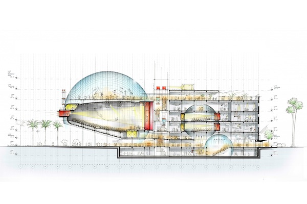  The current architectural rendering for The Academy Museum of Motion Pictures.  credit: ©Renzo Piano Building Workshop/©Studio Pali Fekete architects/©A.M.P.A.S.