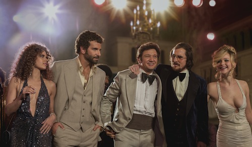 (l to r) Amy Adams, Bradley Cooper, Jeremy Renner, Christian Bale and Jennifer Lawrence in Columbia Pictures' AMERICAN HUSTLE. PHOTO BY:	Francois Duhamel COPYRIGHT:	© 2013 Annapurna Productions LLC All Rights Reserved.