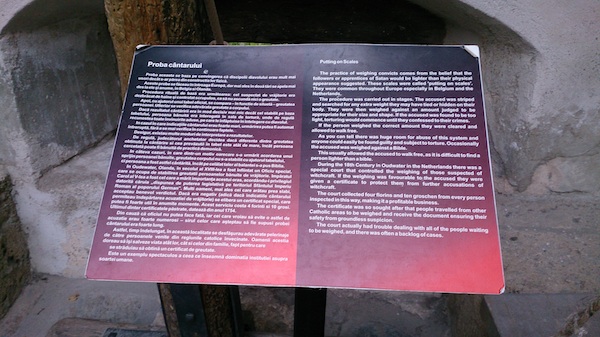 Bran Castle, Putting On Scales Plaque, Copyright: Kathryn Schroeder 2013