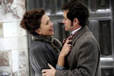 Hugh Dancy and Maggie Gyllenhaal in Hysteria. 2012 Sony Pictures Classics.