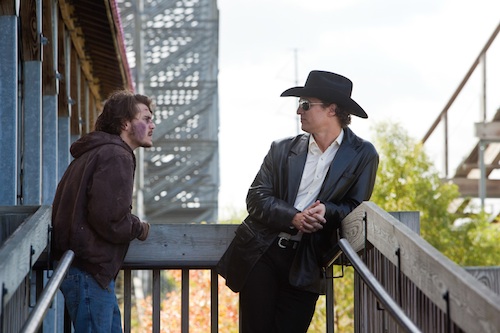 Matthew McConaughey as Joe and Emile Hirsch as Chris in Killer Joe