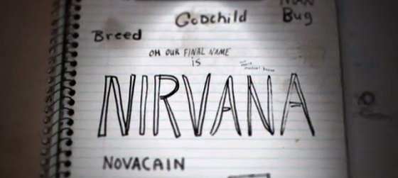 Kurt's animated notebook page that names the band - Courtesy of HBO Documentary Films