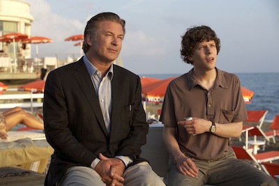 Alec Baldwin as John and Jesse Eisenberg as Jack Photo by Philippe Antonello (c) Gravier Productions, Inc., Courtesy of Sony Pictures Classics Alec Baldwin as John and Jesse Eisenberg as Jack Photo by Philippe Antonello (c) Gravier Productions, Inc., Courtesy of Sony Pictures Classics