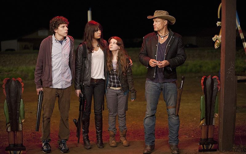 Woody Harrelson, Jesse Eisenberg, Abigail Breslin, and Emma Stone in Zombieland (2009)