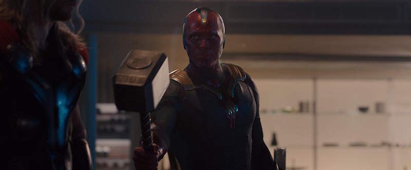 Paul Bettany and Chris Hemsworth in Avengers- Age of Ultron (2015)