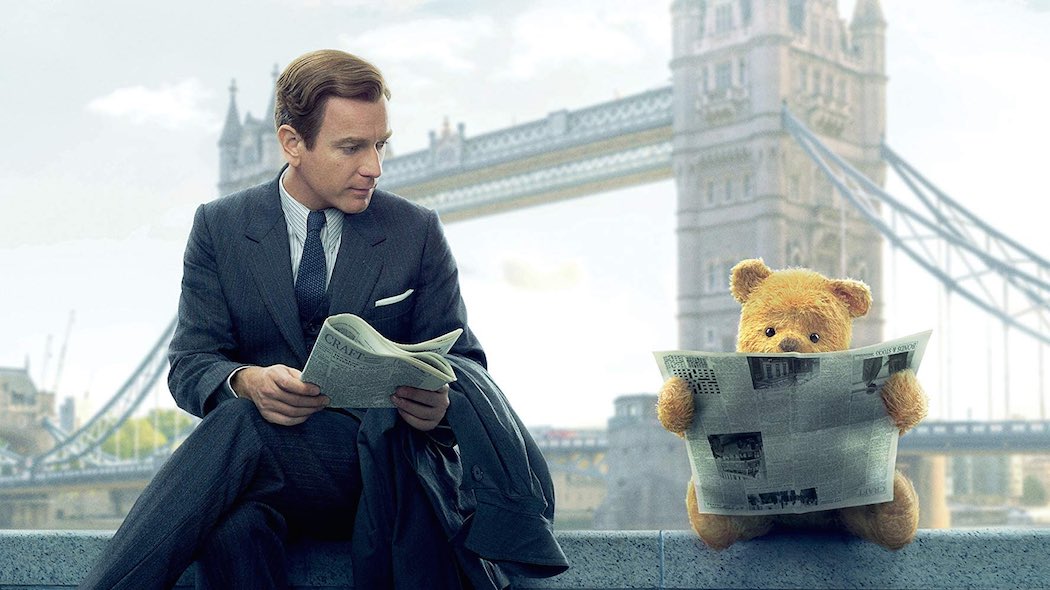 Ewan McGregor and Jim Cummings as Winnie the Pooh in Disney's Christopher Robin movie (2018)