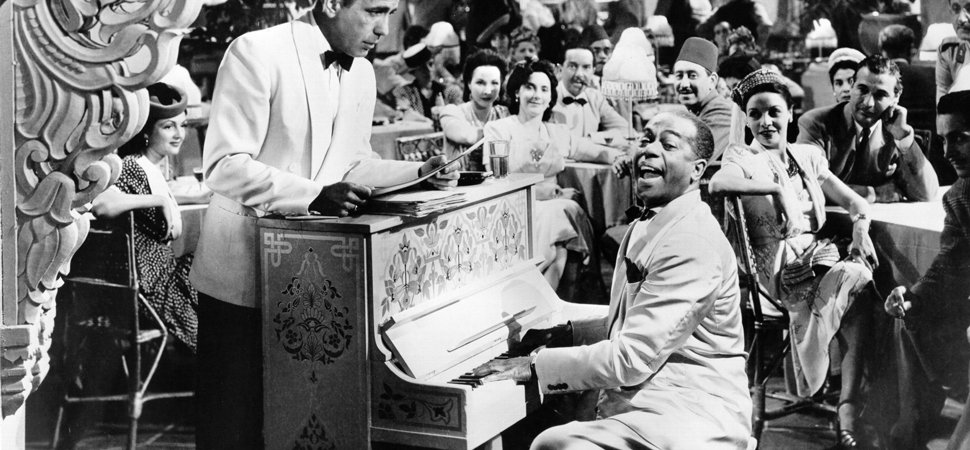 Humphrey Bogart (Rick) and Dooley Wilson (Sam) in Casablanca.