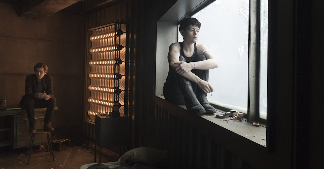 Mikael Blomkvist (Sverrir Gudnason) and Lisbeth Salander (Claire Foy) in the old radar tower in Columbia Pictures' The Girl In The Spider's Web. Credit: Reiner Bajo. Copyright © 2018 CTMG, Inc. All Rights Reserved. **ALL IMAGES ARE PROPERTY OF SONY PICTURES ENTERTAINMENT INC. FOR PROMOTIONAL USE ONLY. SALE, DUPLICATION OR TRANSFER OF THIS MATERIAL IS STRICTLY PROHIBITED.