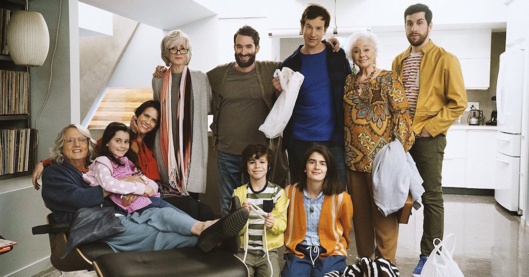 The cast of Transparent (Gaby Hoffmann, Jeffrey Tambor, Jay Duplass, Amy Landecker, Judith Light, Jenny O'Hara, Rob Huebel, Ashley Silverman, Zackary Arthur, Bashir Naim). Photo by Jennifer Clasen/IMDB.