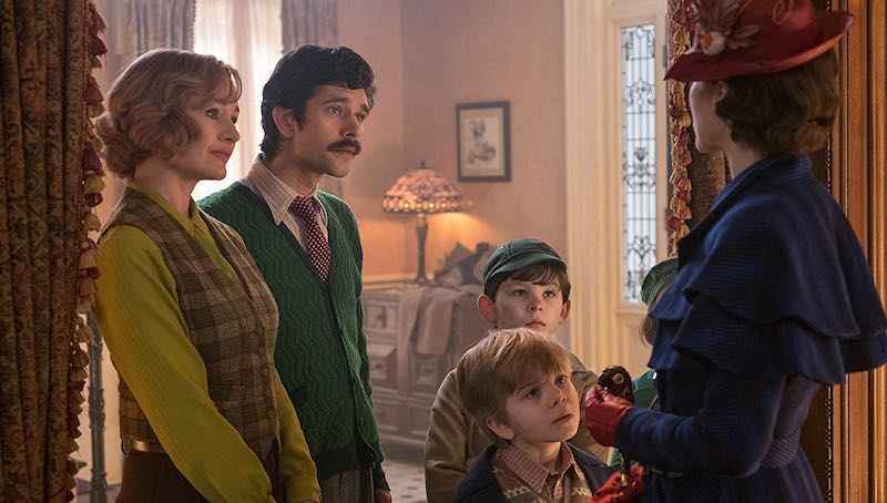 Emily Mortimer, Ben Whishaw, Emily Blunt, Nathanael Saleh, and Joel Dawson in Mary Poppins Returns (2018)