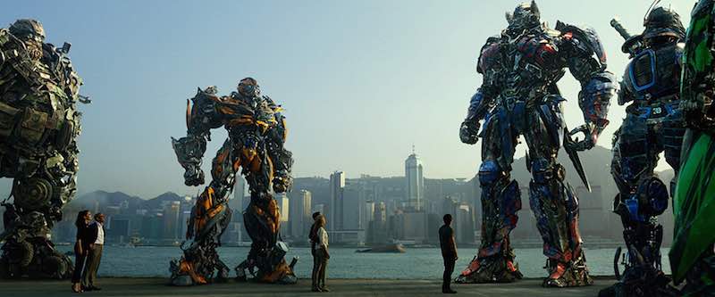 Mark Wahlberg, John Goodman, Stanley Tucci, Peter Cullen, John DiMaggio, Bingbing Li, Ken Watanabe, Nicola Peltz, and Jack Reynor in Transformers Age of Extinction (2014)